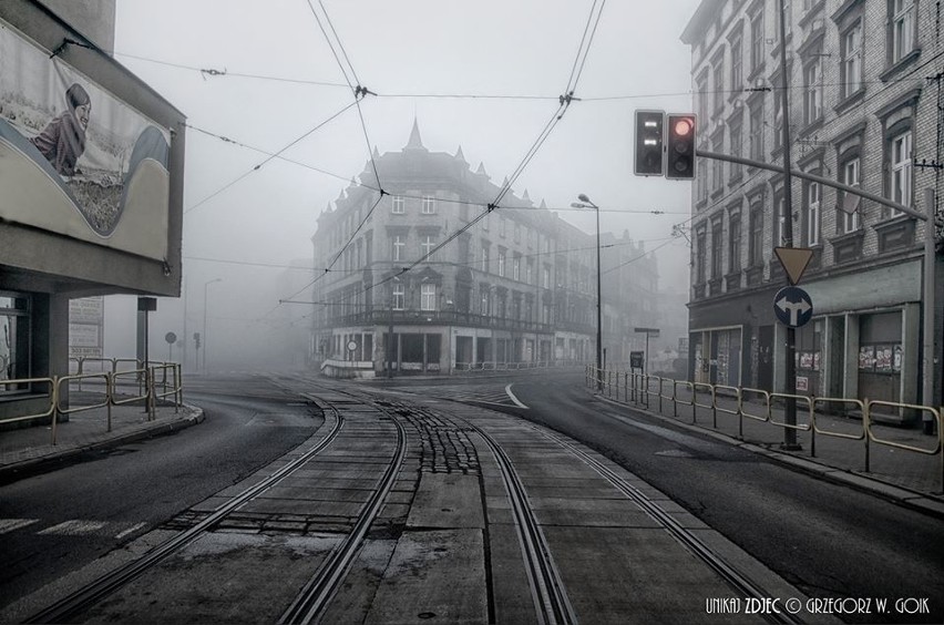 Magia Bytomia - miasto widziane za mgłą