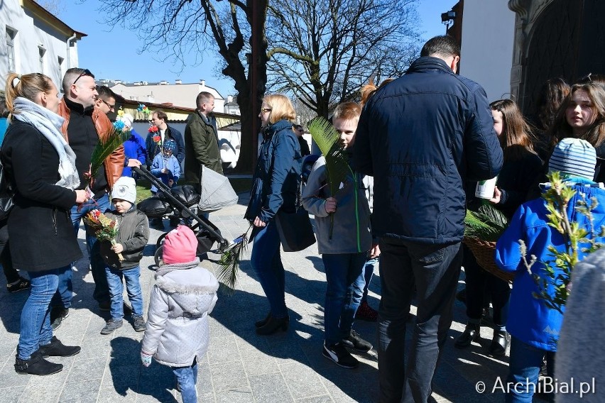 Białystok. Wierni kościoła katolickiego obchodzą niedzielę palmową. Tysiące wiernych uczestniczyło w nabożeństwie w Archikatedrze [ZDJĘCIA]