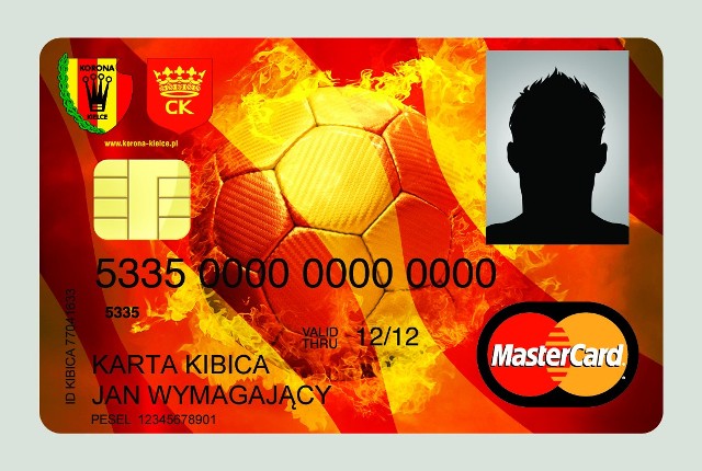 Tak będzie wyglądać karta systemu MasterCard dla kibiców Korony Kielce. fot BRE Bank