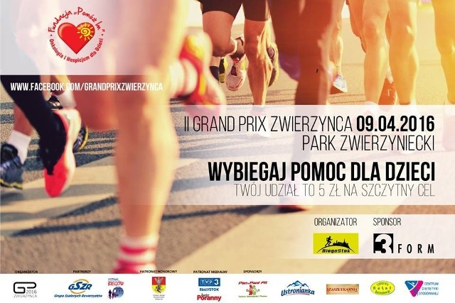 Każdy uczestnik II Grand Prix Zwierzyńca, to pięć złotych dla potrzebujących dzieci od sponsora biegu