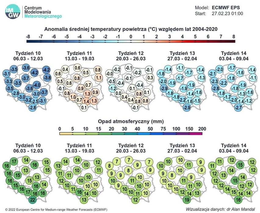 W marcu 2023 r. prognozowane są ujemne temperatury i opady...