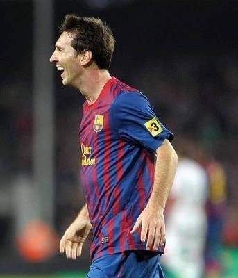 Lionel Messi (Barcelona) celebruje trzeciego gola w meczu z Realem Mallorca Fot. PAP/EPA/Toni Albir