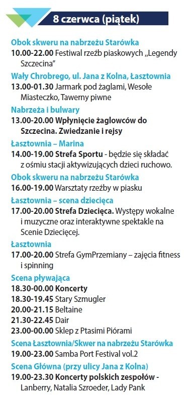 Dni Morza 2018 w Szczecinie - PROGRAM. 8 czerwca (piątek)