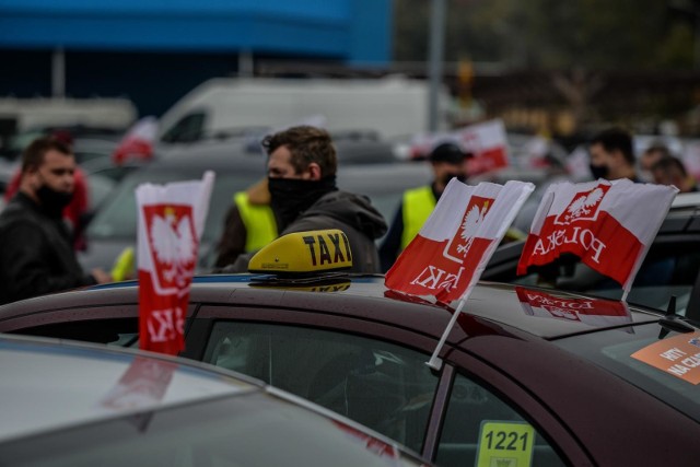 Protest taksówkarzy w Łodzi.