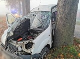 Wypadek w Kościeleczkach (powiat malborski) 22.10.2019. Samochód osobowy uderzył w drzewo. Cztery osoby trafiły do szpitala [zdjęcia]