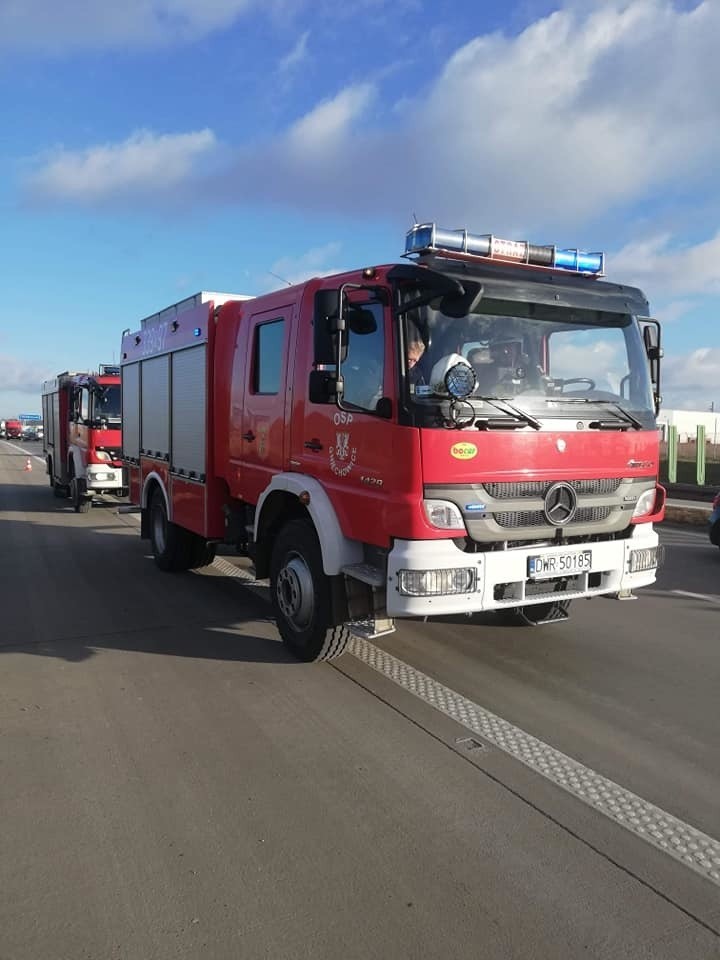 Interwencja straży pożarnej na 149. km autostrady