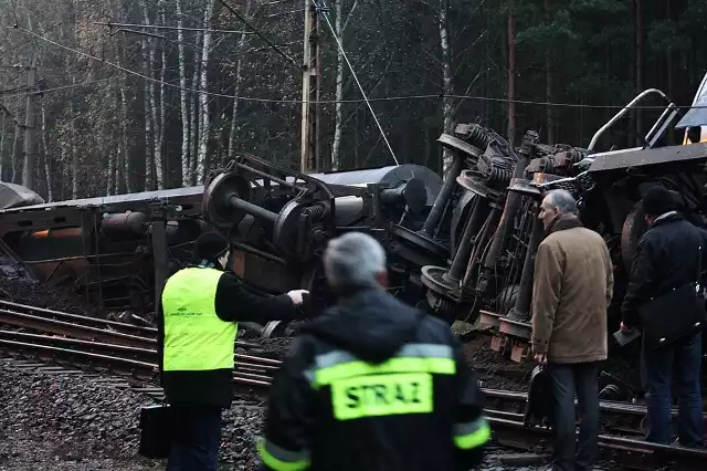 Wykolejony pociąg na Wyspie Wolin 