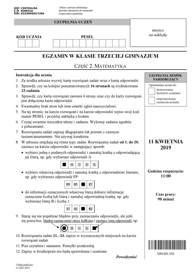 Egzamin gimnazjalny 2019 matematyka ODPOWIEDZI. Test gimnazjalny z  matematyki - co było? [11.04.2019] | Gazeta Krakowska