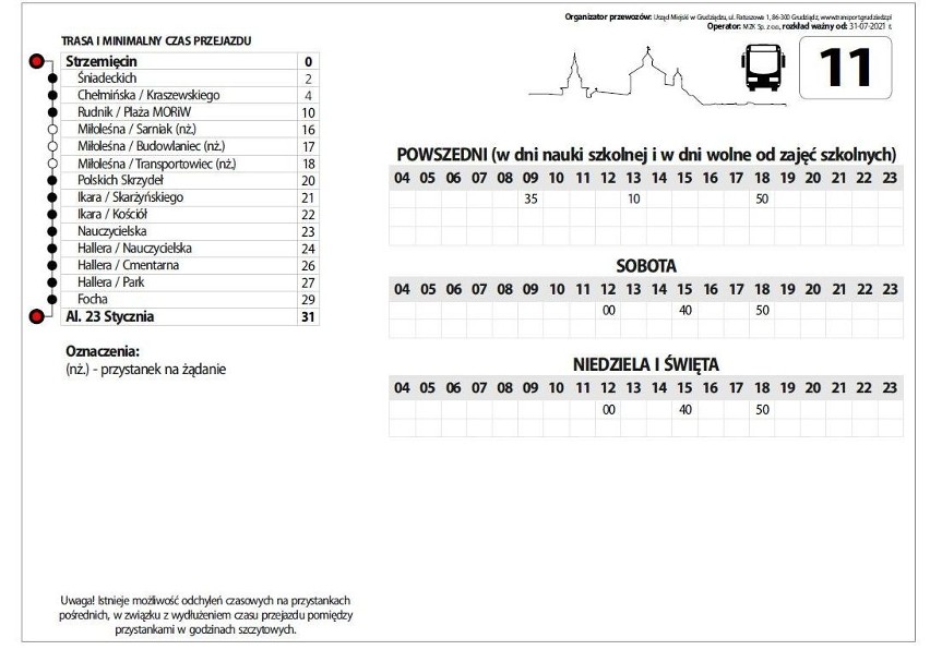 Rozkłady jazdy autobusów MZK Grudziądz obowiązujące od 31...