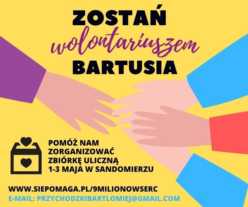 Pilnie poszukiwani wolontariusze dla Bartusia z Sandomierza. Będzie wielka uliczna zbiórka dla chorego chłopczyka. Kiedy?  
