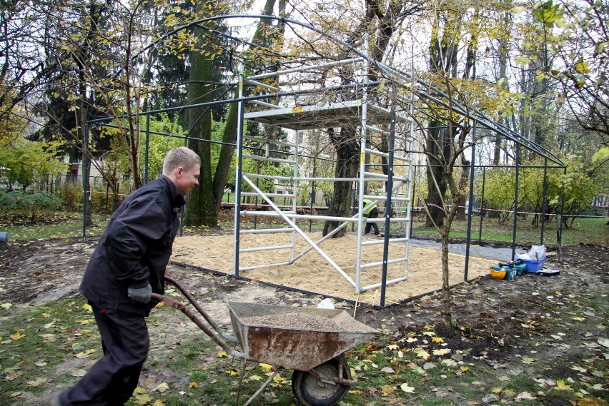 Budują wolierę dla pawi w Ogrodzie Saskim (ZDJĘCIA)