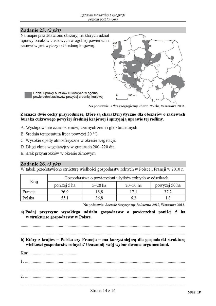 Stara matura 2016: GEOGRAFIA podstawowa [ODPOWIEDZI, ARKUSZ...