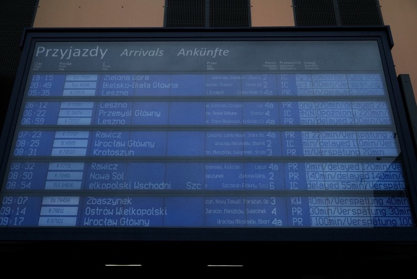 Orkan Ksawery: Opóźnienia pociągów na poznańskim dworcu -...