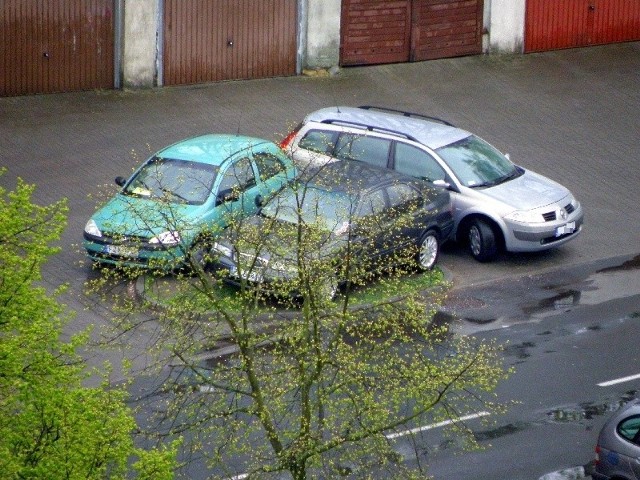 Autodranie parkują na ul. Zawadzkiego w Zielonej Górze.