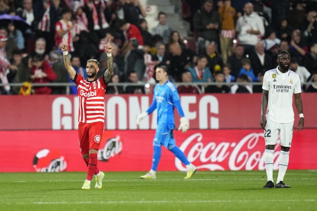 Valentin Castellanos celebruje zdobycie „pokera” w meczu 31. kolejki LaLiga Girona - Real Madryt (4:2)