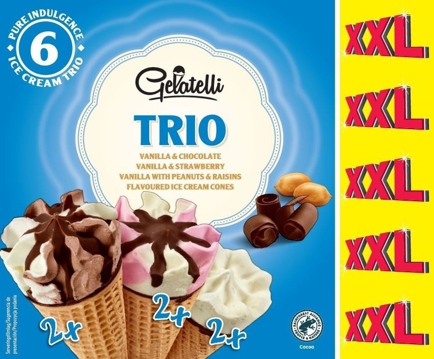 Nazwa: Lody Lidl Gelatelli rożki XXL (bakaliowe, waniliowo-...