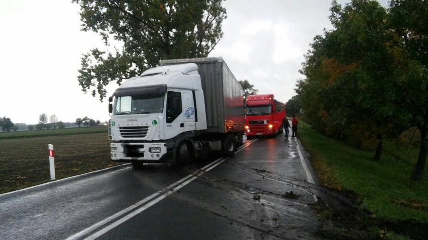 Ciężarówka wpadła do rowu. DK39 zablokowana