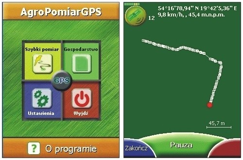 AgroPomiarGPS Program przeznaczony na małe przenośne komputerki Pocket PC (PDA) z systemem Ms Windows oraz odbiornikiem GPS.
