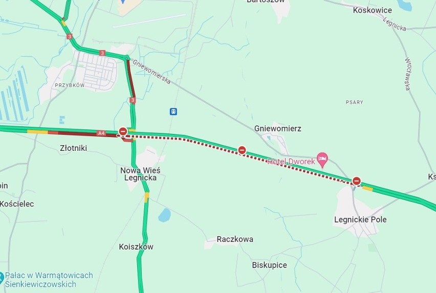 Wypadek na A4 w kierunku Wrocławia