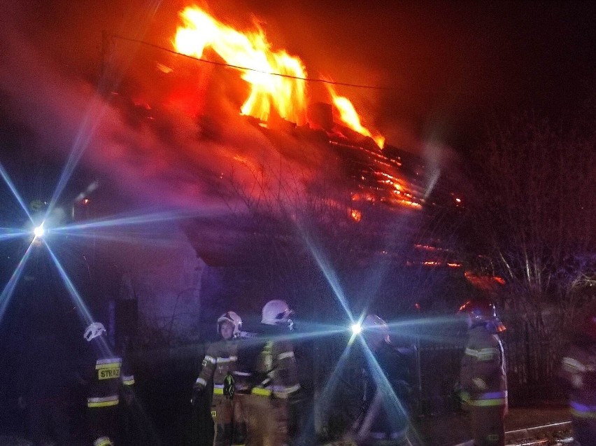 Pożar domu w Smolarach.