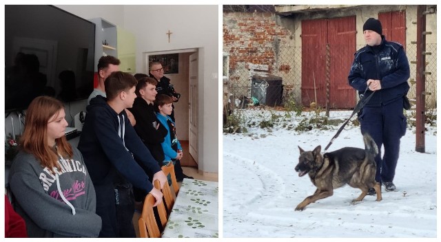 Dzieci chętnie wysłuchały opowieści o codziennej pracy policjantów, mogły zadawać pytania, ale największą atrakcją okazał się pokaz pracy policyjnych psów.