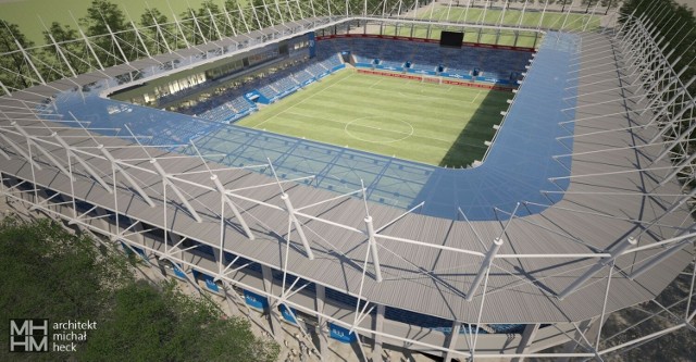 Koncepcja stadionu po modernizacji znana jest od wiosny zeszłego roku. Przygotował ją architekt Michał Heck.