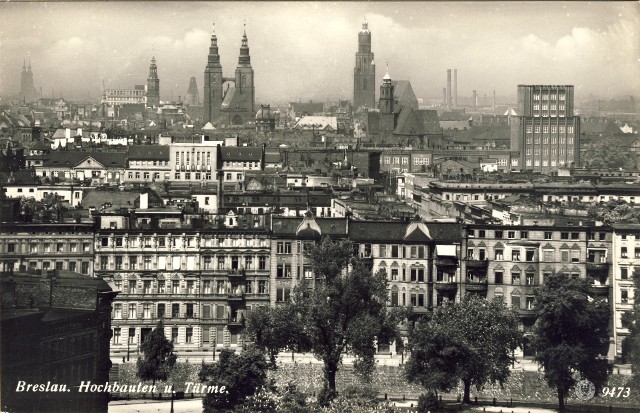 Przedwojenna panorama centrum Breslau