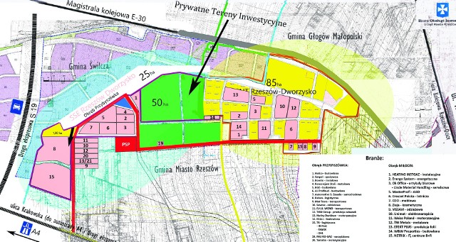 Mapa Strefy Aktywności Gospodarczej Rzeszów-Dworzysko