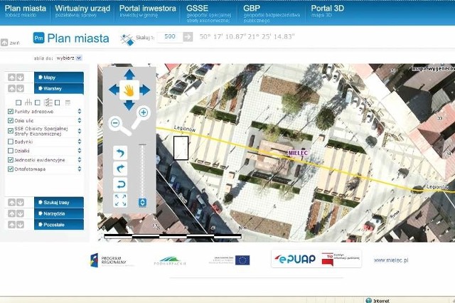 Jedna z odsłon testowej wersja elektronicznej mapy Mielca