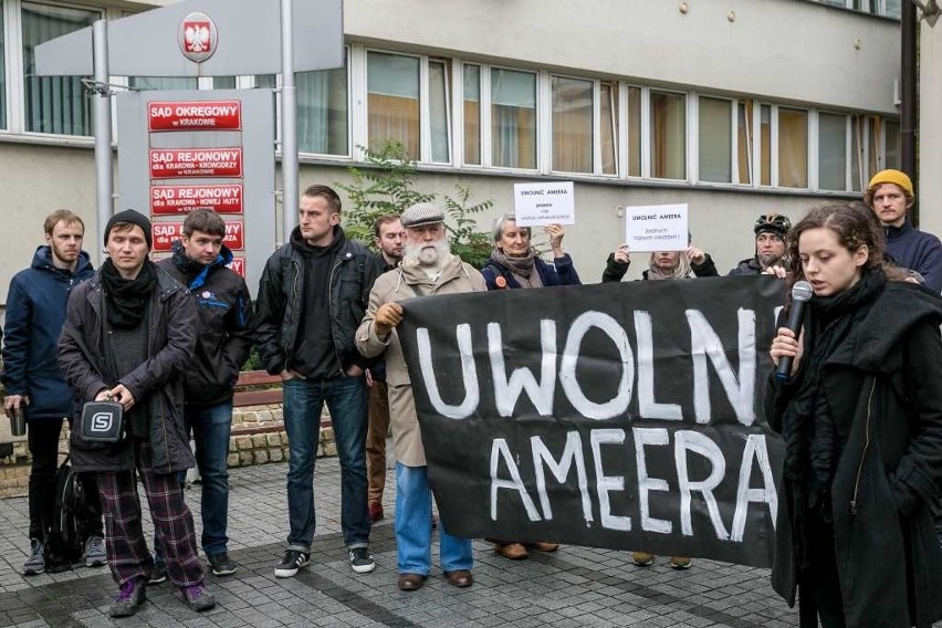 Wczorajszy protest kolegów Ameera przed krakowskim sądem