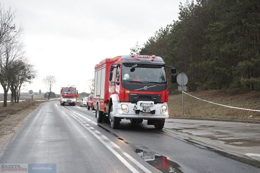 Pożar naczepy z chemikaliami niedaleko Lipna