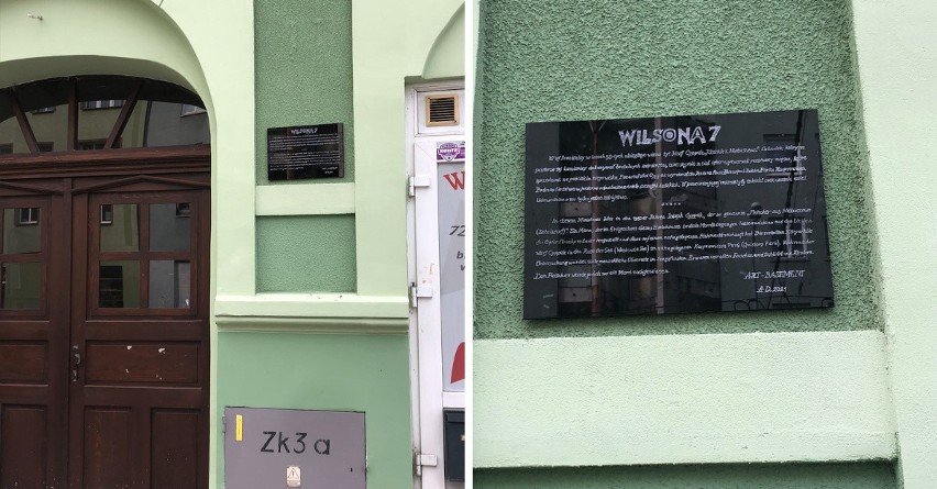Tablica wspominająca "Rzeźnika z Niebuszewa" w Szczecinie