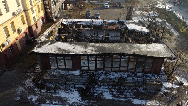 Dworzec PKS w Olkuszu po pożarze