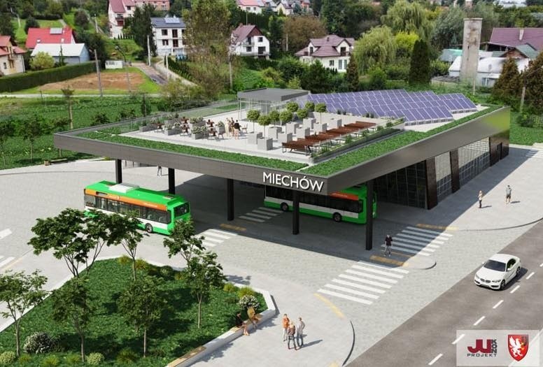 Miechowski dworzec po planowanej przebudowie - wizualizacja