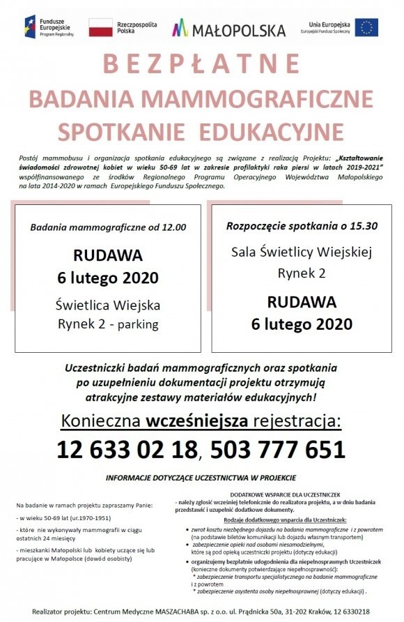 Mammografia w gminie Zabierzów. Badania i spotkanie edukacyjne dla kobiet