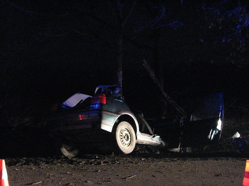 Wypadek na Wilkszyńskiej. Po uderzeniu w drzewo, zginął kierowca samochodu osobowego (ZDJĘCIA)