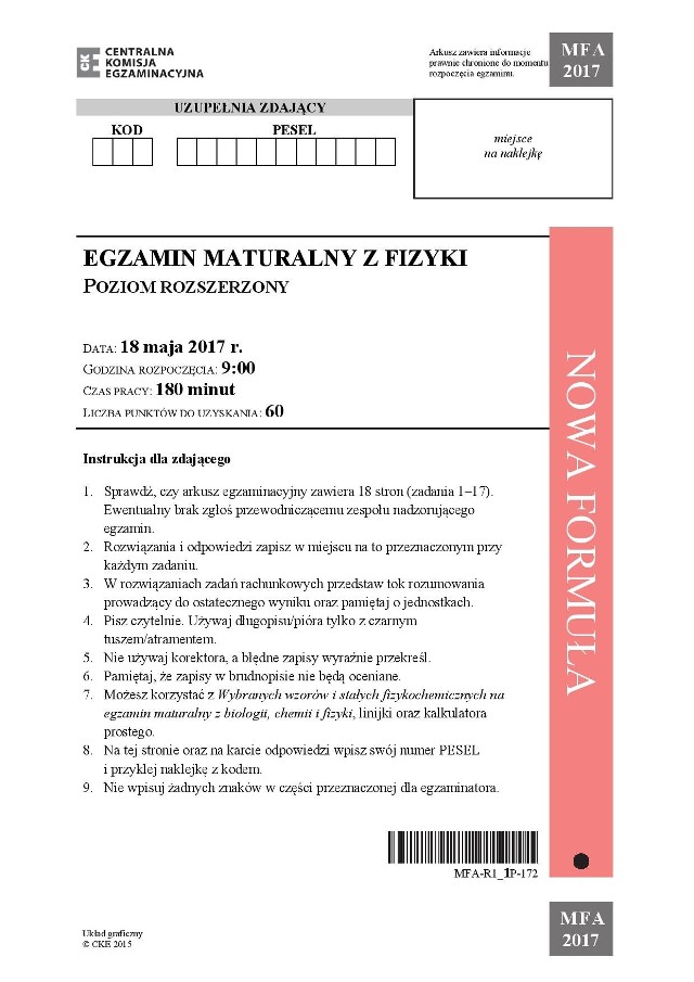 Zobaczcie arkusz maturalny 2017 z fizyki na poziomie rozszerzonym (formuła od 2015 "nowa matura"). Sugerowane odpowiedzi wkrótce pod arkuszem.INFO Z POLSKI - przegląd najciekawszych informacji ostatnich dni w kraju (05-11 maja 2017)