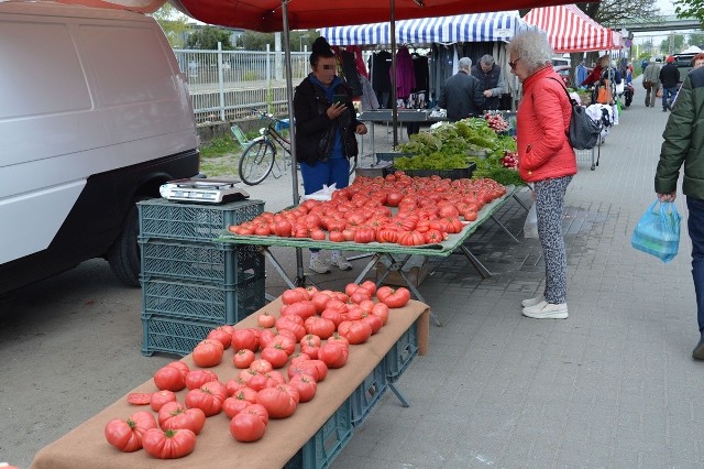 Na placu targowym ruch był spory, wzięciem cieszyły się sadzonki kwiatów i ziół, było dużo pomidorów
