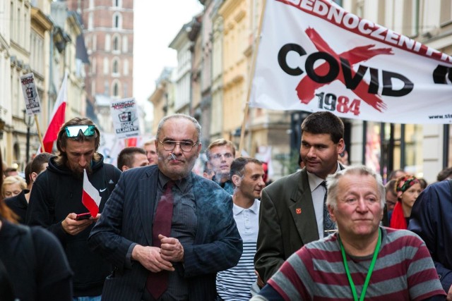 Protest antycovidowy w Krakowie