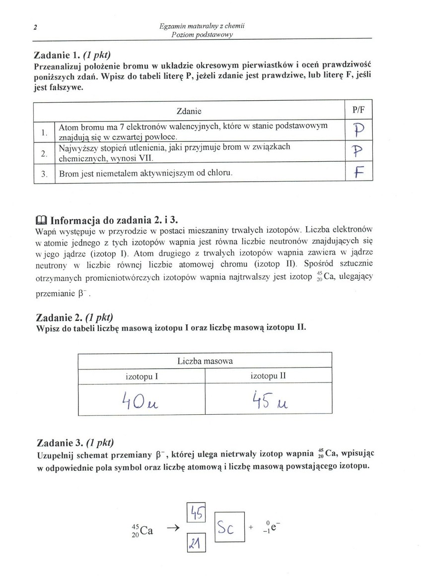 MATURA 2013. Chemia - poziom podstawowy [ARKUSZE, ODPOWIEDZI, KLUCZ CKE]