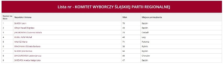 Kandydaci Śląskiej Partii Regionalnej w okręgu 7: miasta na...