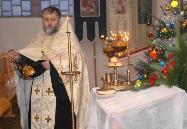Liturgię wigilii prawosławnej w gorzowskiej cerkwi odprawił ksiądz Bazyli Michalczuk