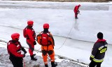 Jezioro Rożnowskie. Strażacy uczyli się ratowania tonących pod lodem