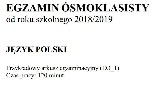 Egzamin ósmoklasisty Arkusze Język Polski 2018