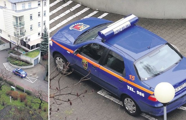 Pan Andrzej zareagował szybko i zrobił zdjęcie z okna. To, w jaki sposób parkuje radiowóz, daje do myślenia. 