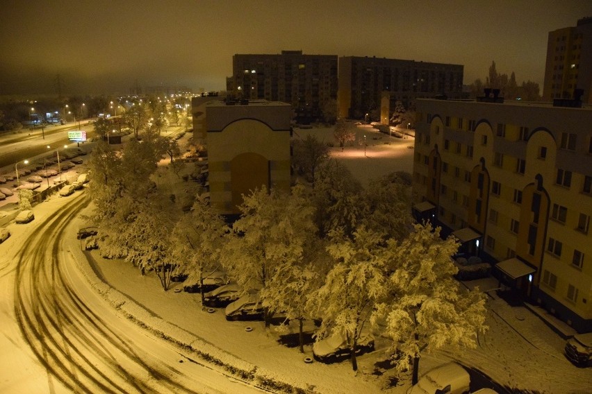 Łódź zasypana śniegiem. Warstwa białego puchu pokryła ulice, drzewa, dachy i chodniki ZDJĘCIA