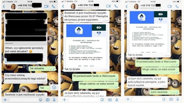 - Policjanci otrzymali już parę zgłoszeń o takich oszustwach. Każda z oszukanych osób wystawiła na OLX przedmiot na sprzedaż, a po kontakcie przestępców przez WhatsApp kliknęły we wskazany link, podały numer karty płatniczej i utraciły swoje pieniądze. Obecnie funkcjonariusze pracują nad tymi sprawami  - mówi rzecznik prasowy policji Michał Gawroński.