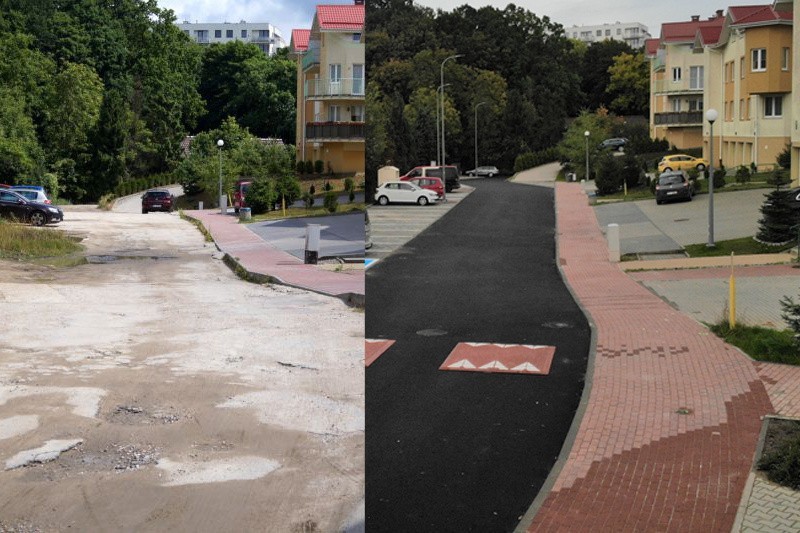 Ulica Pagórkowa przed i po przebudowie