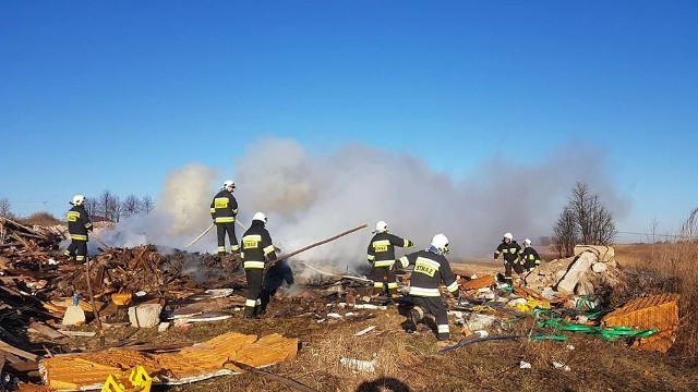Pożar wysypiska śmieci w Sąspowie