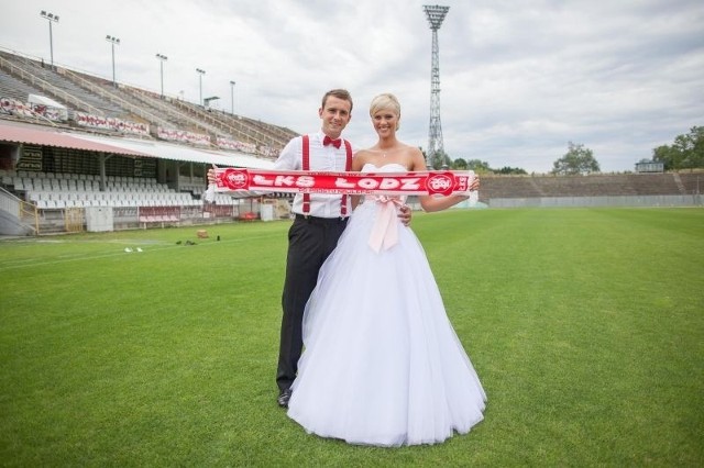 Tomasz i Jolanta Ostalczykowie na stadionie przy al. Unii